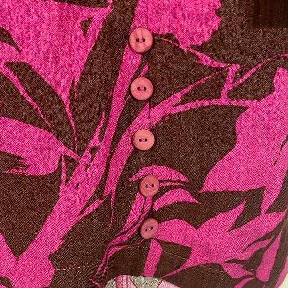 Soft Surroundings Women Tunic Top Large Pink Brown Longline Floral Contemporary - Picture 8 of 17